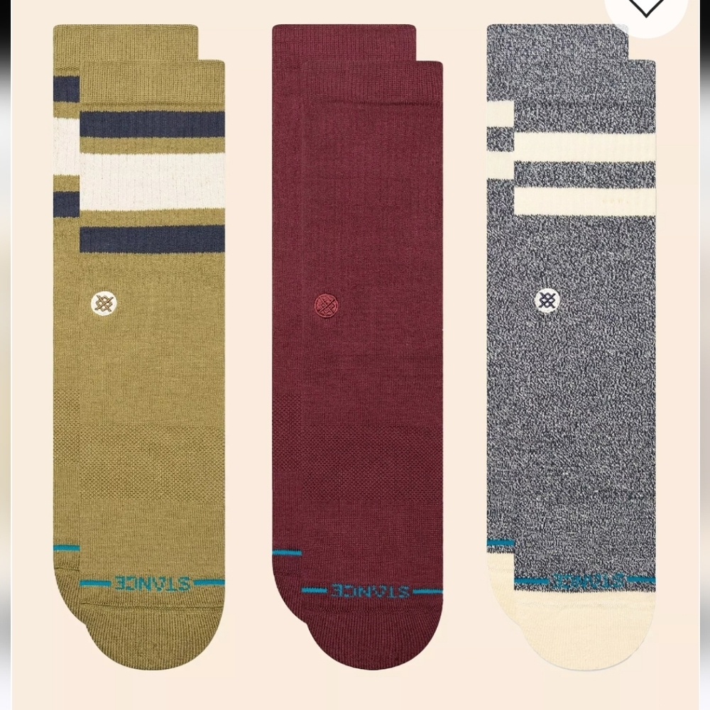 Stance Men's Socks 3 Pack Crew Height Med Cushion Multiple Colors Size M